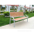 HDPE slats and metal outdoor bench with backrest